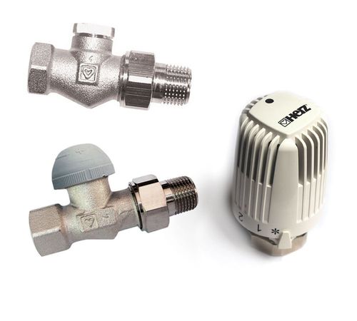 Herz Thermostat Set, Seitenanschluss, Durchgang-Variante, Thermostatkopf H