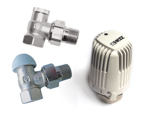 Herz Thermostat Set, Seitenanschluss, Eck-Variante, Thermostatkopf H